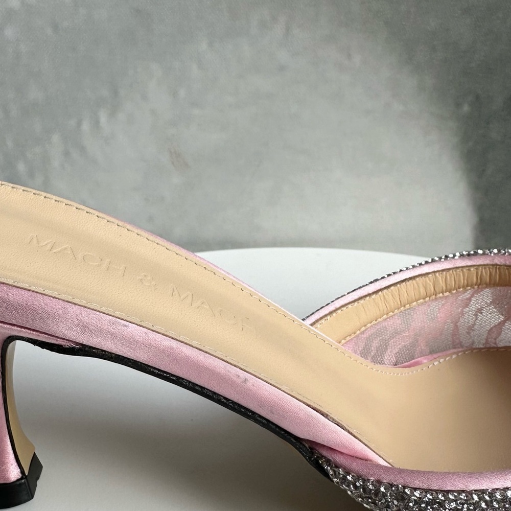 🌺MACH & MACH🌺 Double Bow Floral Lace Mules in Pink Size: 37.5 - Picture 11 of 14